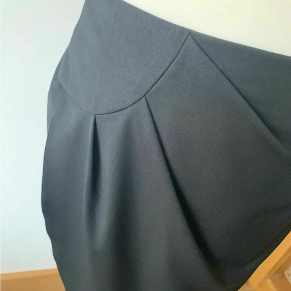 M&S Autograph Black Straight Ruched Skirt Size 12 Wrap Tailored Office - Picture 2 of 7